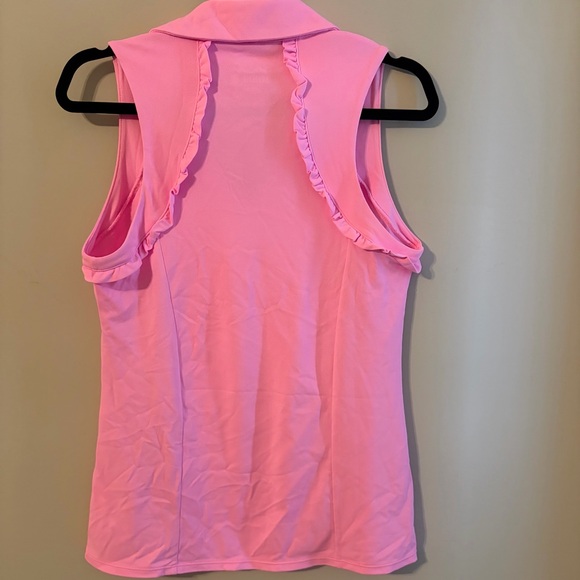 Lilly Pulitzer Pink Sleeveless V-Neck Ruffle Trim Top - Picture 2 of 4